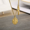 Wholesale Titanium Steel Geometric Oval Commemorative Coin Cross Goldplated Women's Clavicle Chain Jewelry