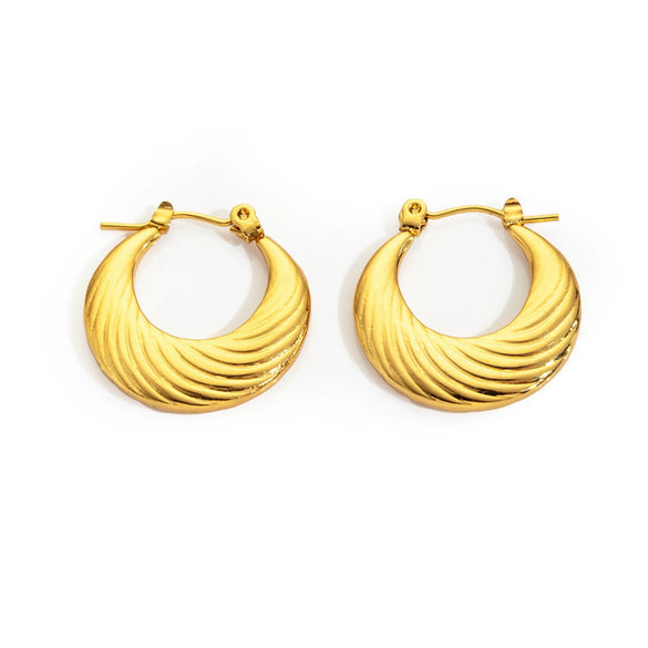 Wholesale Titanium Steel Geometric Oval Earrings With Electroplating And High Sense Geometric Line Texture For Women