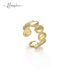Wholesale Titanium Steel Geometric Oval Opening Ring For Women With 14K Gold Stitching And Electroplating