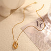 Wholesale 316L Stainless Steel Geometric Oval Pendant Necklace For Women Cold Style Electroplated