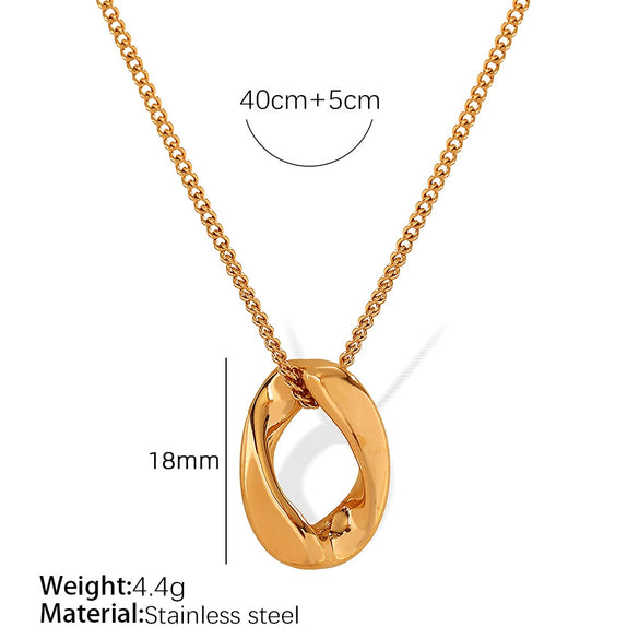 Wholesale 316L Stainless Steel Geometric Oval Pendant Necklace For Women Cold Style Electroplated