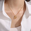 Wholesale 316L Stainless Steel Geometric Oval Pendant Necklace For Women Cold Style Electroplated