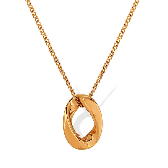 Wholesale 316L Stainless Steel Geometric Oval Pendant Necklace For Women Cold Style Electroplated