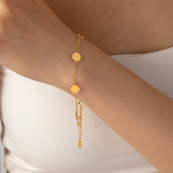 Wholesale Titanium Steel Geometric Oval Tassel Water Drop Heart Shape Light Luxury Style Bracelet For Women