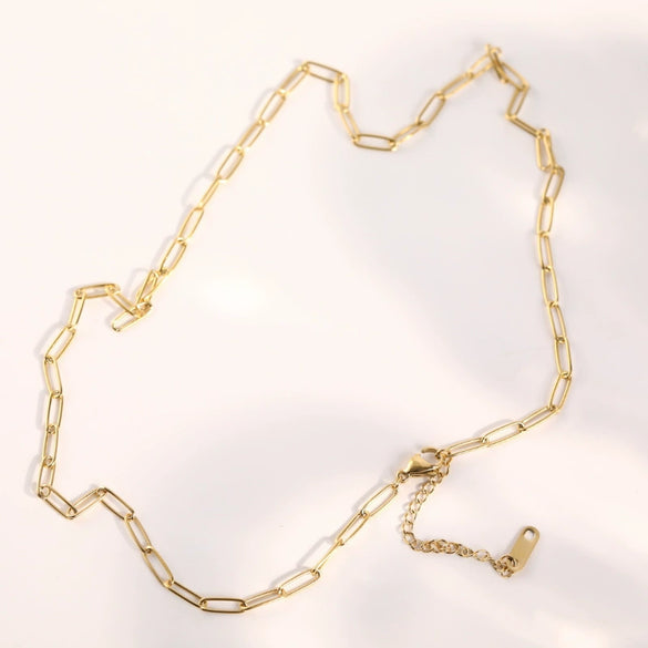 Wholesale Titanium Steel Geometric Paper Clip Chain With Vacuum Plated 18K Real Gold