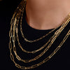 Wholesale Titanium Steel Geometric Paper Clip Chain With Vacuum Plated 18K Real Gold