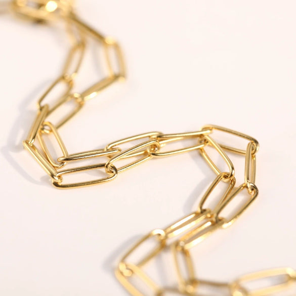 Wholesale Titanium Steel Geometric Paper Clip Chain With Vacuum Plated 18K Real Gold