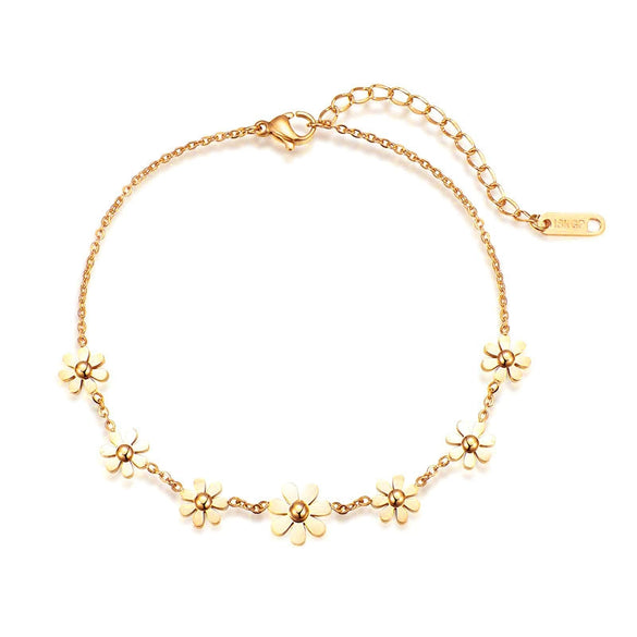 Wholesale Titanium Steel Geometric Pattern Ball Chrysanthemum Pendant Bracelet For Women Light Luxury Retro Style Electroplated Nonfading