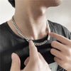 Wholesale Titanium Steel Geometric Pattern Cuban Chain And Pearl Chain Necklace For Men And Women
