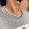 Wholesale Titanium Steel Geometric Pattern Cuban Chain And Pearl Chain Necklace For Men And Women