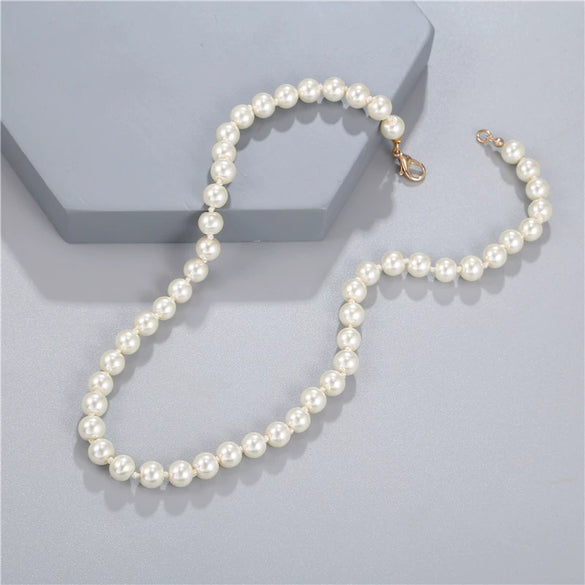 Wholesale Titanium Steel Geometric Pattern Cuban Chain And Pearl Chain Necklace For Men And Women