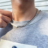 Wholesale Titanium Steel Geometric Pattern Cuban Chain And Pearl Chain Necklace For Men And Women