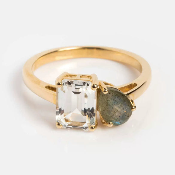 Wholesale Titanium Steel Geometric Pattern Electroplated Retro Ring With Multicolor Colored Zircon And December Birthday Stone