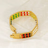 Wholesale 316L Stainless Steel Geometric Pattern Electroplated Unisex Double Row Natural Stone Bead Bracelet