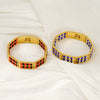 Wholesale 316L Stainless Steel Geometric Pattern Electroplated Unisex Double Row Natural Stone Bead Bracelet