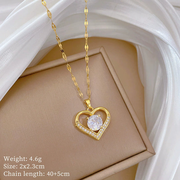 Wholesale Titanium Steel Geometric Pattern Microinlaid Diamond Clavicle Necklace For Women Cartoon Style