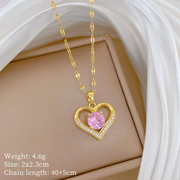 Wholesale Titanium Steel Geometric Pattern Microinlaid Diamond Clavicle Necklace For Women Cartoon Style