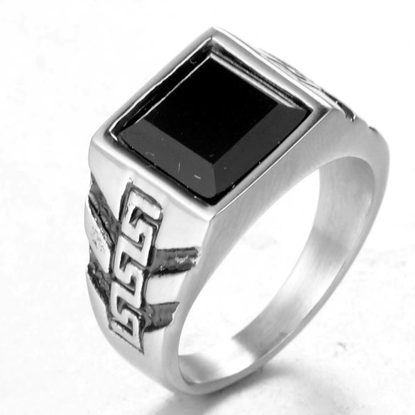 Wholesale Titanium Steel Geometric Pattern Polished Ring Stainless Steel Style Band For Men And Unisex Jewelry