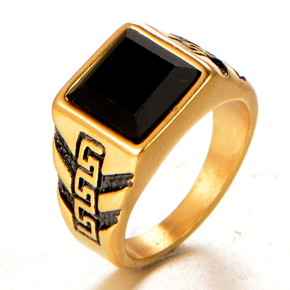 Wholesale Titanium Steel Geometric Pattern Polished Ring Stainless Steel Style Band For Men And Unisex Jewelry