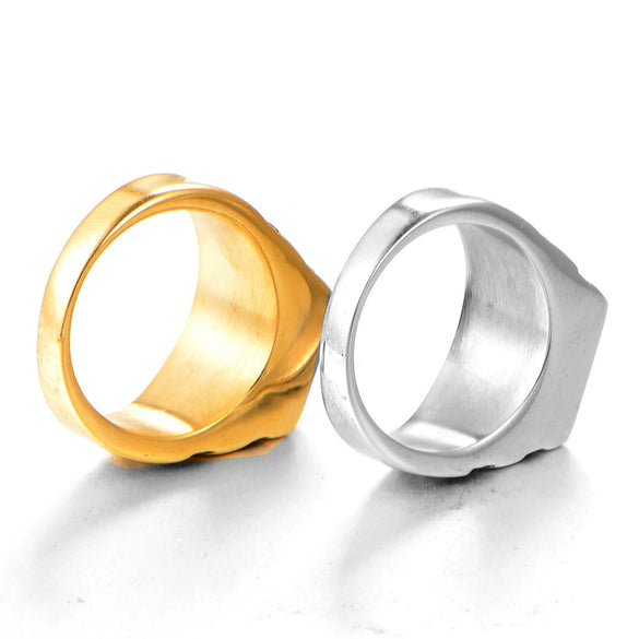 Wholesale Titanium Steel Geometric Pattern Polished Ring Stainless Steel Style Band For Men And Unisex Jewelry