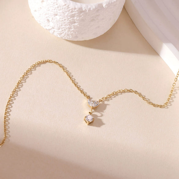 Wholesale Titanium Steel Geometric Pendant Necklace Electroplated O Word Chain For Women