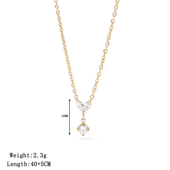Wholesale Titanium Steel Geometric Pendant Necklace Electroplated O Word Chain For Women