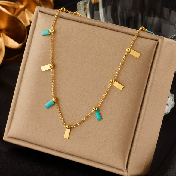 Wholesale Titanium Steel Geometric Pendant Necklace With Electroplating For Women