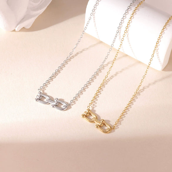 Wholesale Titanium Steel Geometric Pendant Necklace With Electroplating Simple Design For Women