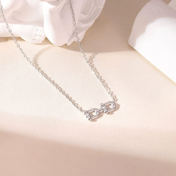 Wholesale Titanium Steel Geometric Pendant Necklace With Electroplating Simple Design For Women