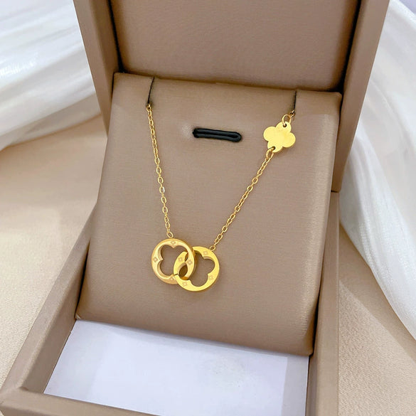 Wholesale Titanium Steel Geometric Pendant Short Clavicle Chain For Women