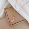 Wholesale Titanium Steel Geometric Pink Love Zircon Pendant Necklace For Women And Men