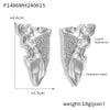 Wholesale 316L Stainless Steel Geometric Pleated Texture Wings Shape Earrings With Diamond Design Electroplated For Women
