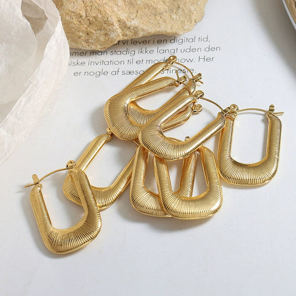 Wholesale Titanium Steel Geometric Rectangular Electroplated Women's Earrings