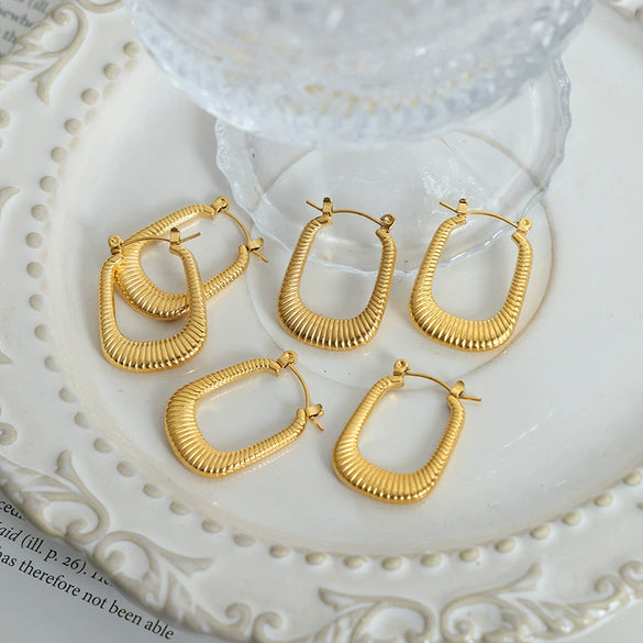 Wholesale Titanium Steel Geometric Rectangular Electroplated Women's Earrings