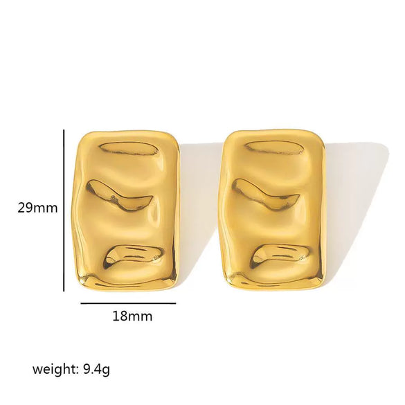 Wholesale Titanium Steel Geometric Rectangular Pleated Electroplated Women's Earrings