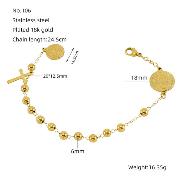 Wholesale Titanium Steel Geometric Religious Bracelet Electroplated For Men And Women