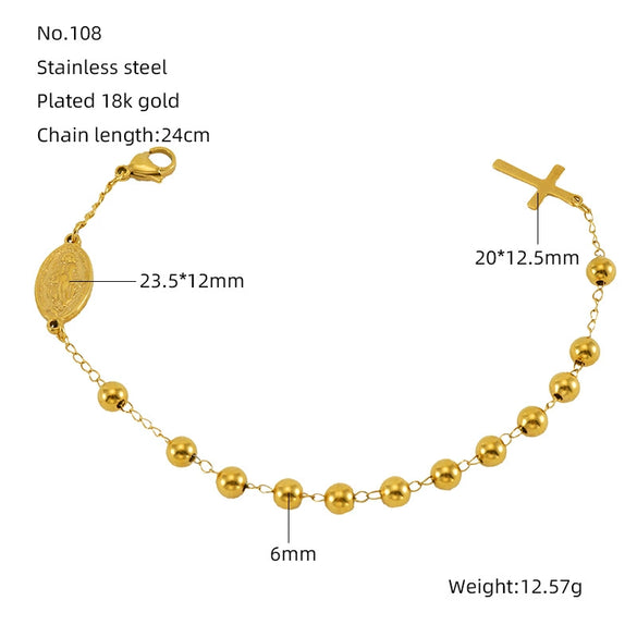 Wholesale Titanium Steel Geometric Religious Bracelet Electroplated For Men And Women