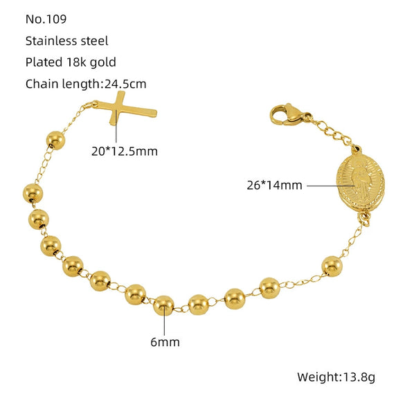 Wholesale Titanium Steel Geometric Religious Bracelet Electroplated For Men And Women