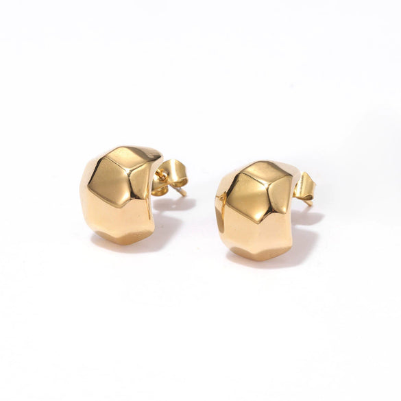 Wholesale Titanium Steel Geometric Retro Football Style Electroplated Earrings For Women