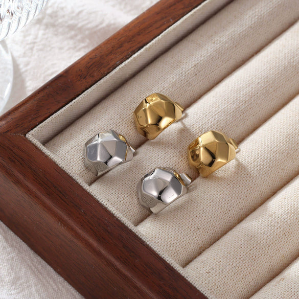 Wholesale Titanium Steel Geometric Retro Football Style Electroplated Earrings For Women