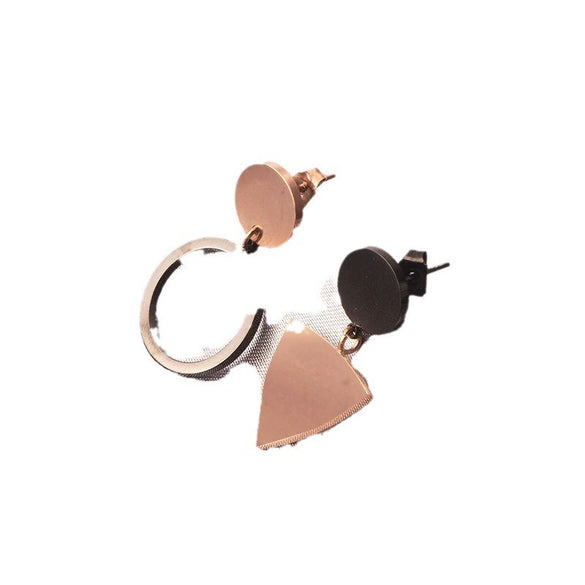 Wholesale Titanium Steel Geometric Retro Fun Triangle Women's Earrings With Electroplating