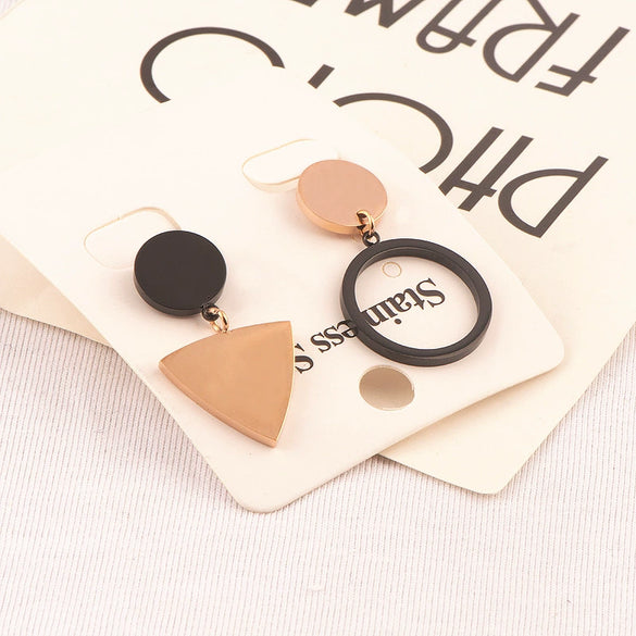 Wholesale Titanium Steel Geometric Retro Fun Triangle Women's Earrings With Electroplating