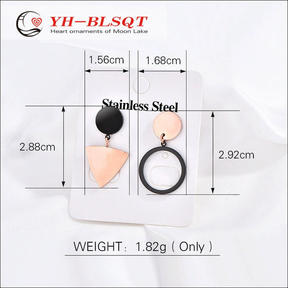 Wholesale Titanium Steel Geometric Retro Fun Triangle Women's Earrings With Electroplating