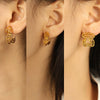 Wholesale 316L Stainless Steel Geometric Retro Hollow Electroplated Women's Earrings