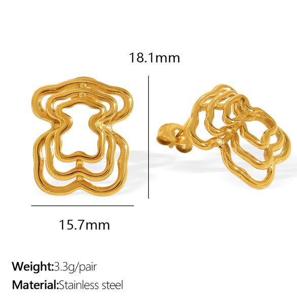 Wholesale 316L Stainless Steel Geometric Retro Hollow Electroplated Women's Earrings