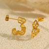 Wholesale 316L Stainless Steel Geometric Retro Hollow Electroplated Women's Earrings