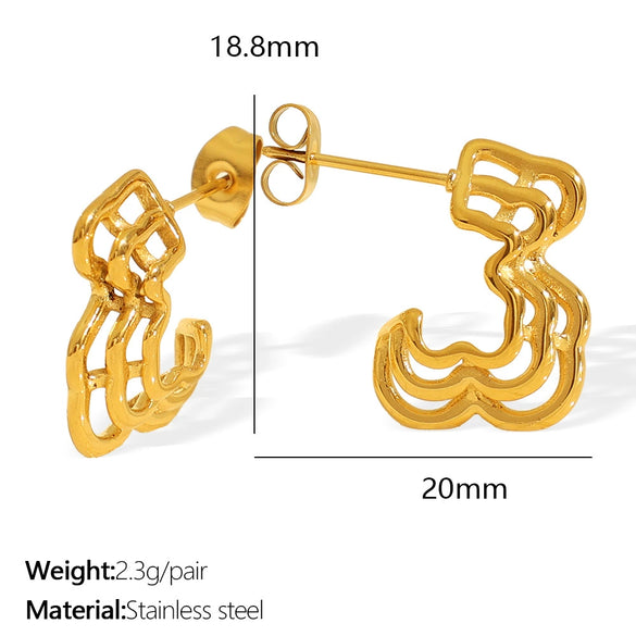 Wholesale 316L Stainless Steel Geometric Retro Hollow Electroplated Women's Earrings