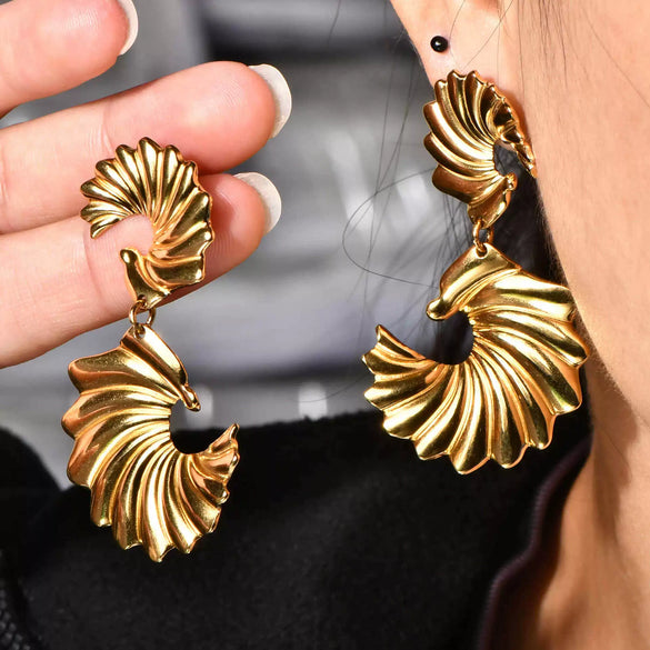 Wholesale Titanium Steel Geometric Retro Light Luxury Irregular Women's Earrings Electroplated Jewelry
