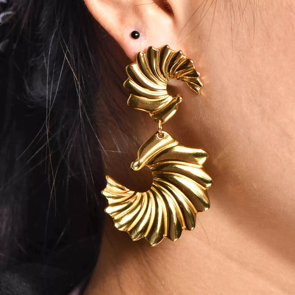 Wholesale Titanium Steel Geometric Retro Light Luxury Irregular Women's Earrings Electroplated Jewelry