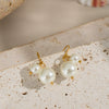 Wholesale Titanium Steel Geometric Retro Minimalist Pearl Stud Earrings With Pvd Vacuum Real Gold Electroplating For Girls
